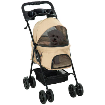 Hondenbuggy voor kleine honden, inklapbaar | Kleur: Kaki | Afmetingen: 45x67x96 cm
