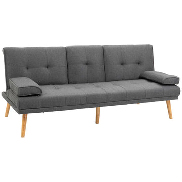 Slaapbank 3-zits | Kleur: Donkergrijs + naturel | Afmetingen: 181x77x78 cm