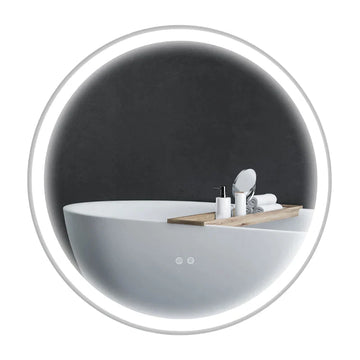 LED badkamerspiegel met touchbediening | Kleur: Wit+Zilver | Afmetingen: 60x3x60 cm