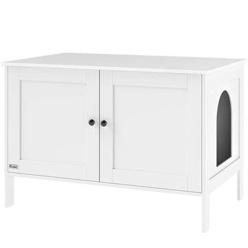 Kattenbakmeubel voor grote katten - Kattenhuis | Kleur: Wit | Afmetingen: 80x51x54 cm