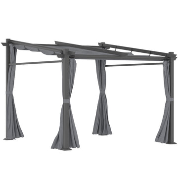 Pergola met uitschuifbaar dak | Kleur: Donkergrijs | Afmetingen: 295x297x195-230 cm