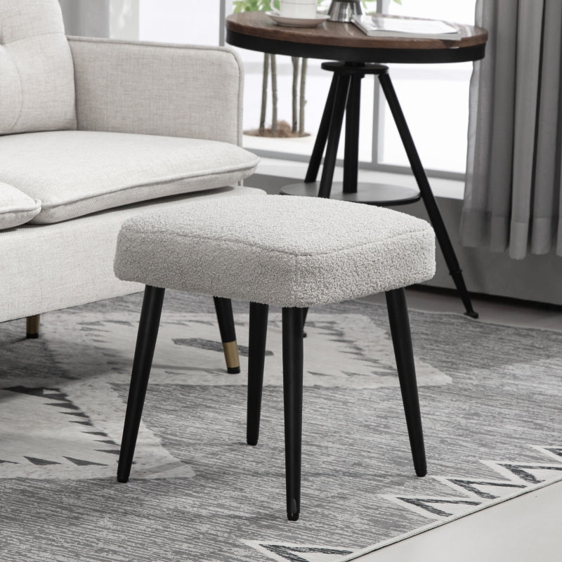 Puff med cashmere-look och mjuk klädsel | Färg: Ljusgrå | Mått: 42x42x47 cm