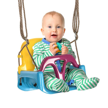 3-in-1 Babyschommel voor kinderen | Kleur: Blauw/Geel/Paars | Afmetingen: 33x42x120-180 cm