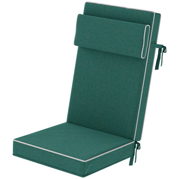 Buiten zitkussen met hoofdsteun | Kleur: Groen | Afmetingen: 47x120x9.5 cm