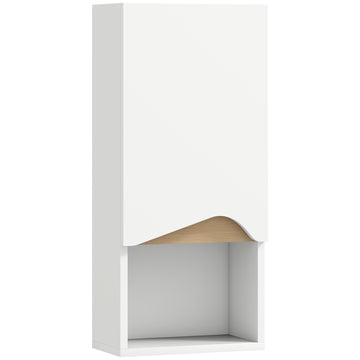 Badkamerwandkast met soft-close deur en open vak | Kleur: Wit | Afmetingen: 30x17x67 cm