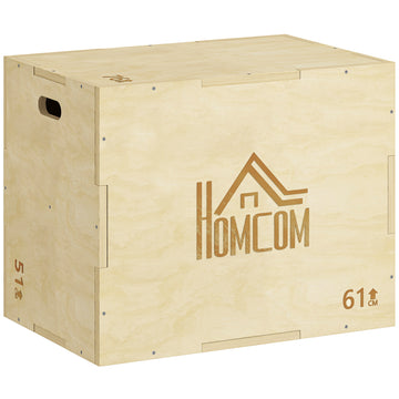 3-in-1 houten plyobox met 3 hoogtes | Kleur: Natuurlijk hout | Afmetingen: 51x61x76 cm