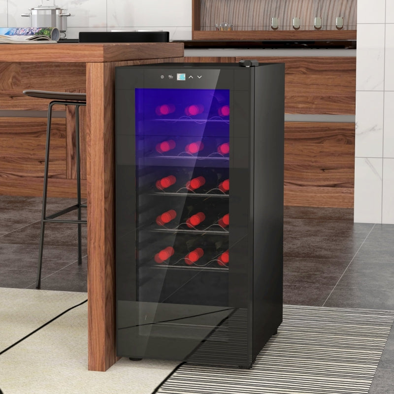 Wijnkoelkast 18 flessen - Compressor | Kleur: Zwart | Afmetingen: 34.5x45x78 cm