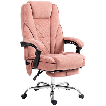 Roze bureaustoel met massage en voetensteun | Kleur: Roze | Afmetingen: 67x72x111-119 cm