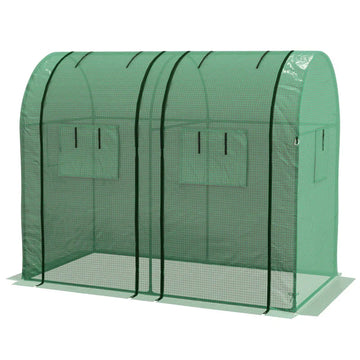 Mini kas met twee compartimenten - Kweekkas | Kleur: Groen | Afmetingen: 185x94x150 cm