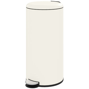 Afvalbak 30L met pedaal en uitneembare binnenemmer | Kleur: Wit | Afmetingen: 30x36x63.5 cm