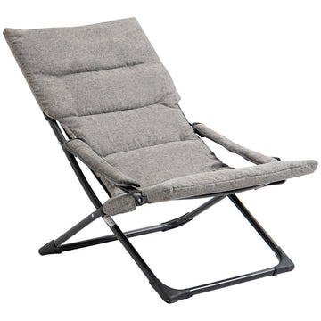 Opvouwbare ligstoel - Relaxstoel voor tuin en terras | Kleur: Grijs | Afmetingen: 66x94x79 cm