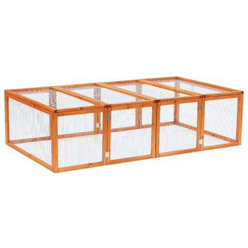 Houten konijnenren voor buiten | Kleur: Natuurlijk hout | Afmetingen: 100x181x48 cm
