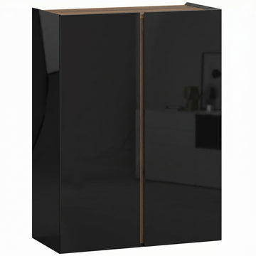 Schoenenkast 6 niveaus, 18 paar | Kleur: Zwart hoogglans/walnoot | Afmetingen: 70x33,5x95 cm