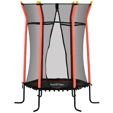 Kindertrampoline met veiligheidsnet | Kleur: Zwart+rood | Afmetingen: 163,5x163,5x190 cm