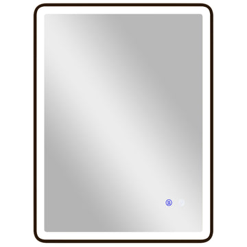 LED-badkamerspiegel anti-condens, dimbaar | Kleur: Zwart | Afmetingen: 80x5x60 cm