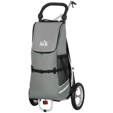 Fietskar en boodschappentrolley | Kleur: Grijs+Zilver | Afmetingen: 43x53x110 cm
