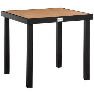 Buitentafel - Houtlook tafelblad, aluminium | Kleur: Naturel+Zwart | Afmetingen: 80x80x74 cm
