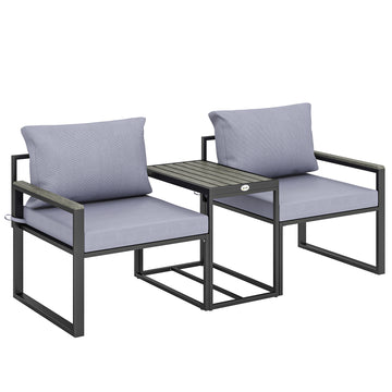 Balkonmeubelset 3-delig met 2 stoelen en tafel | Kleur: Grijs | Afmetingen: 63x64x63 cm