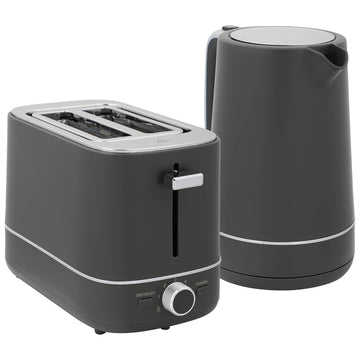 Waterkoker & broodrooster | Kleur: Grijs | Afmetingen: 16x21,2x24,3/15,6x27,2x18,5 cm