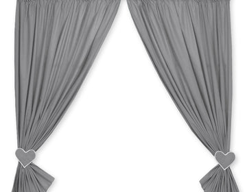 Set med 2 barngardiner - fönsterdekoration - 100 % bomull, varmt utseende, antracit