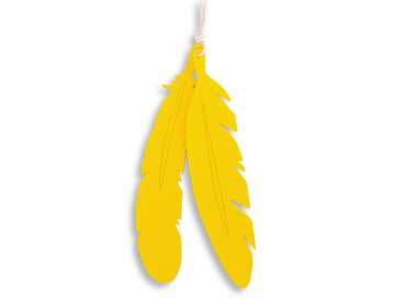 Set med 2 filtfjädrar - dekoration - robust och hållbar filt, gula hängen