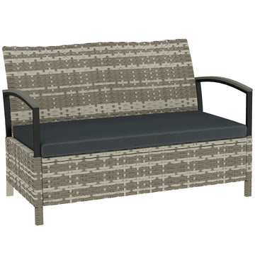 Tuinbank met opbergruimte 2-zits met kussen | Kleur: Donkergrijs | Afmetingen: 123x70x82 cm