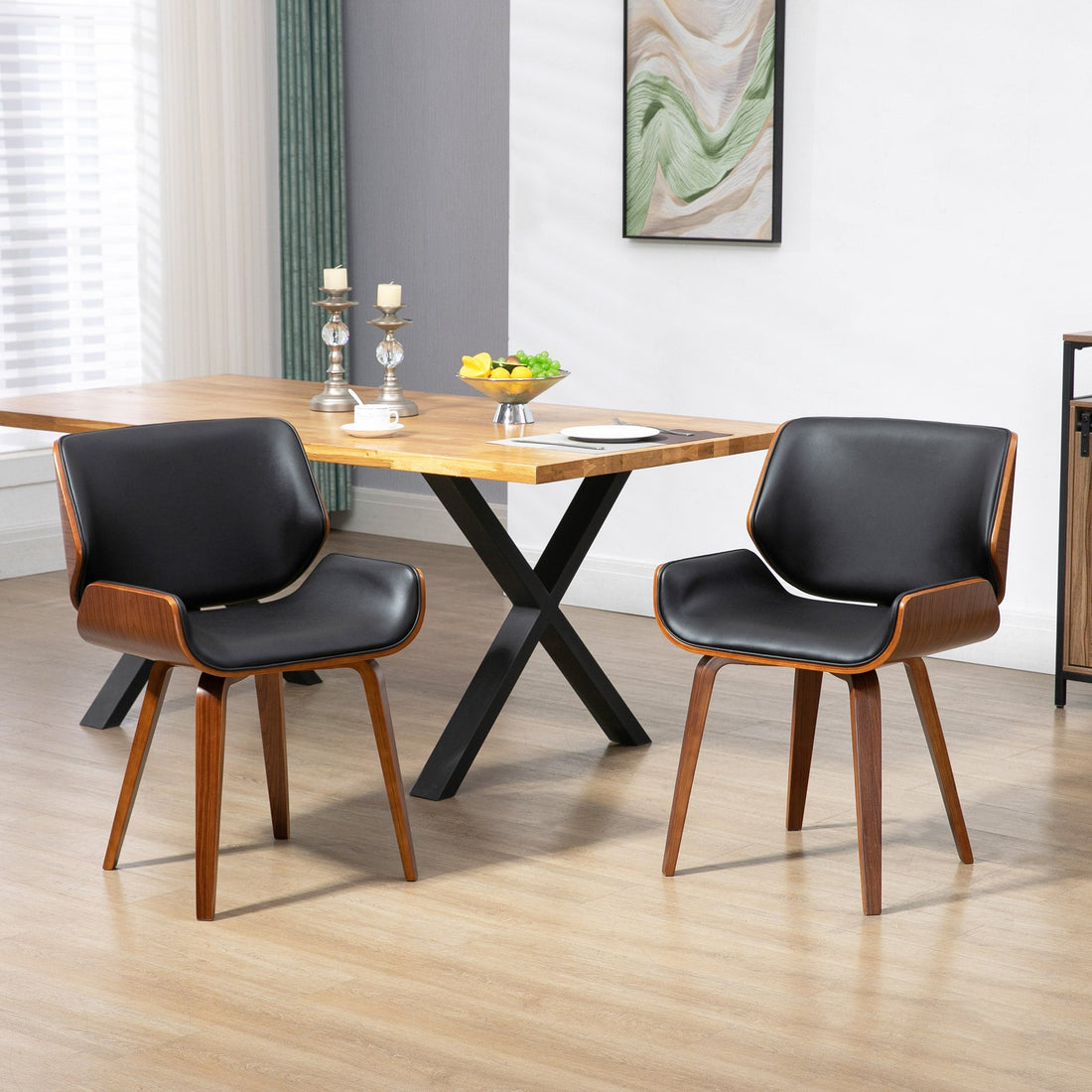 Vintage eetkamerstoelen set van 2 | Kleur: Grijs, Bruin | Afmetingen: 53x54x81 cm