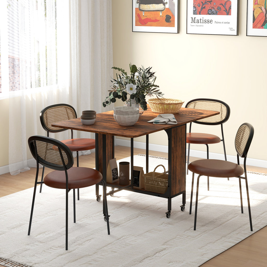 Klaptafel voor 6 personen met opbergruimte | Kleur: Rustikal Braun | Afmetingen: 80x130x74 cm