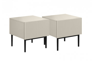 Nicole nachtkastjeset 46 cm - 2 stuks kasjmier met zwarte poten | Kleur: Kasjmier/Zwart