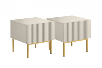 Nicole nachtkastjeset 46 cm - 2-delige set met ruime lade | Kleur: Kasjmier | Gouden poten