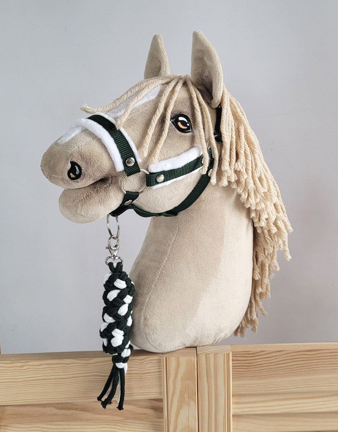 Touwlijn Hobby Paard – leiband – comfort & duurzaam dubbelgeslagen katoen, 73 cm, wit/groen