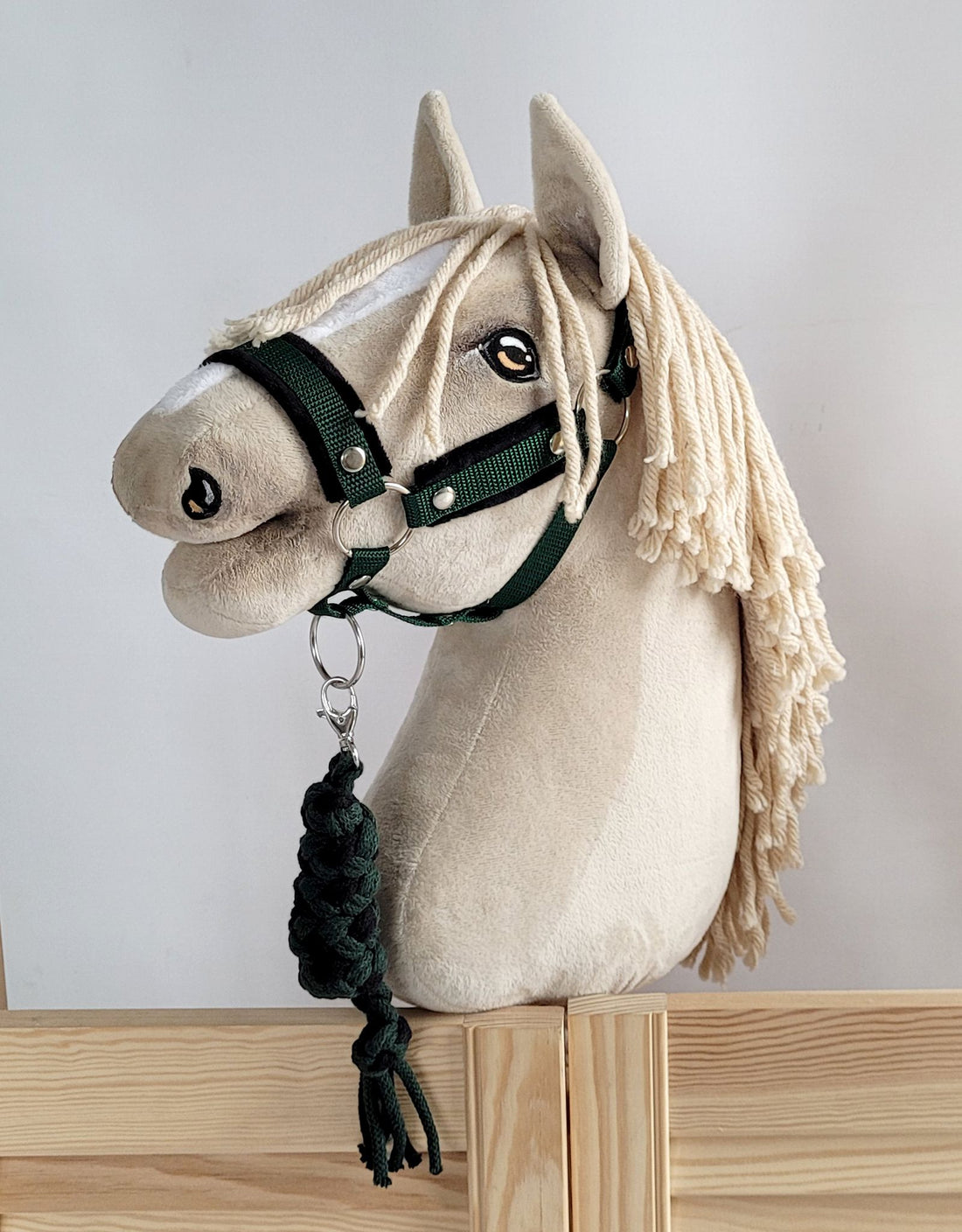 Teugel voor hobby paard - paardenhalster - hypoallergeen, zacht dubbel koord, flesgroen