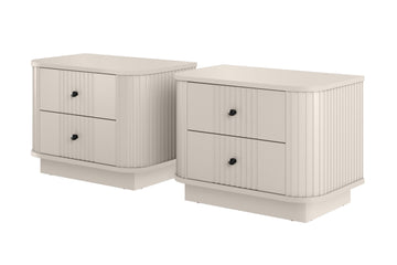 Vesper 56 cm set nachtkastjes op voetstuk - Kasjmier | Zwarte handgrepen | 56x43x38 cm