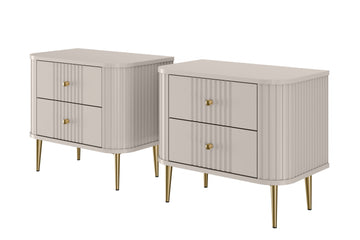 Vesper nachtkastjes set 56 cm – Kasjmier met gouden poten | Kleur: Kasjmier & Goud