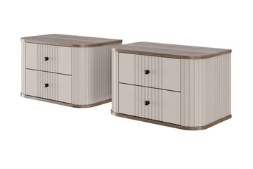 Set Vesper hangende nachtkastjes 56 cm - 2 lades, MDF, stil sluitsysteem
