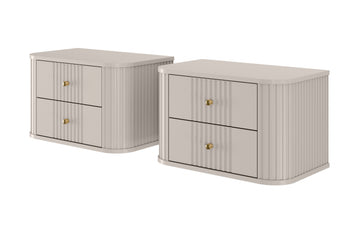 Set Vesper hangende nachtkastjes 56 cm - Modern kasjmier met gouden handgrepen | Kleur: Kasjmier