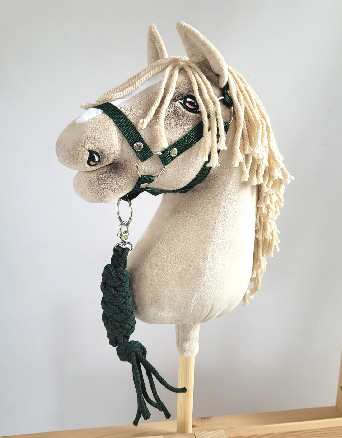 Teugel voor hobby paard - paardenhalster - hypoallergeen, zacht dubbel koord, flesgroen