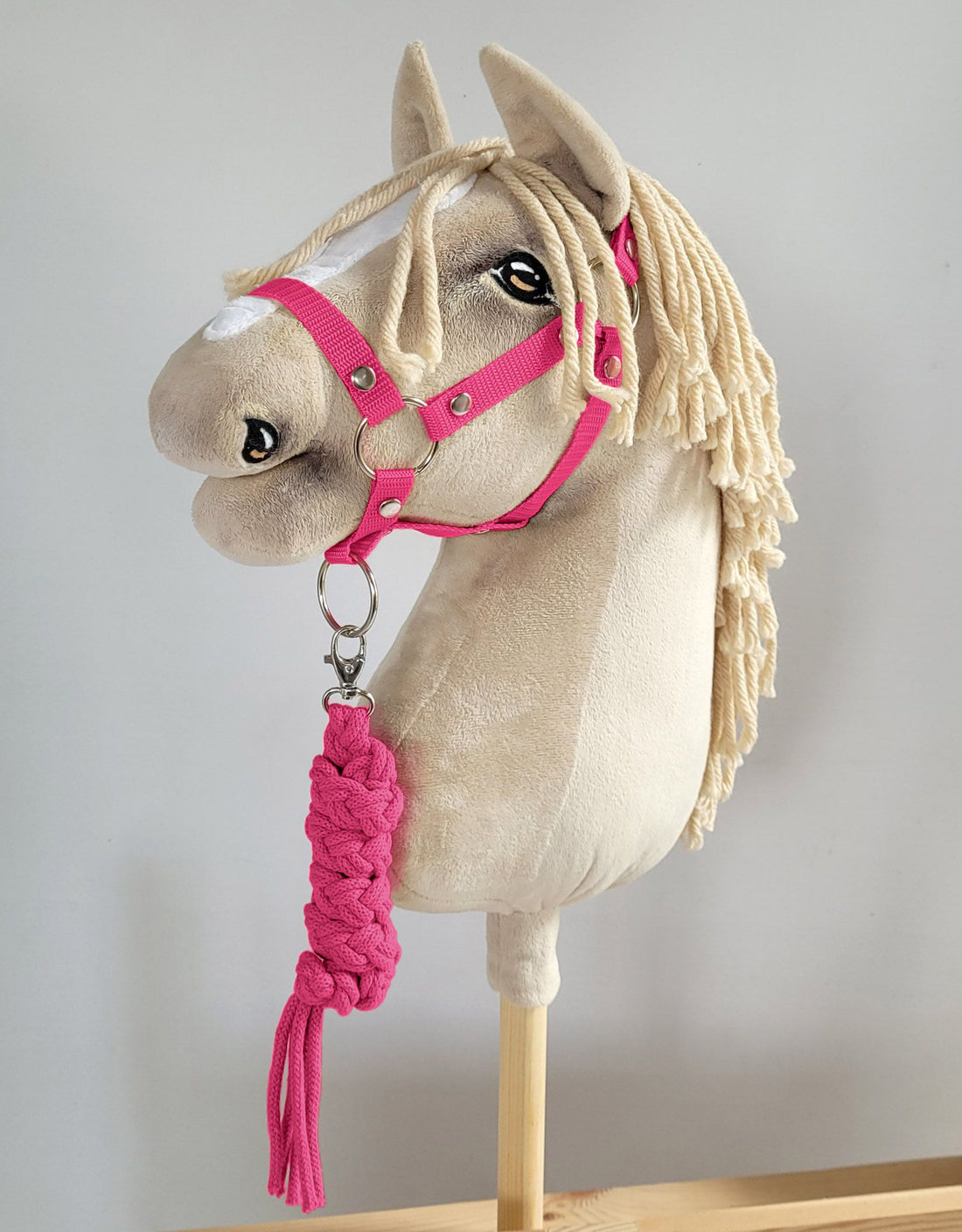 Tuig voor hobby paard - halster - comfortabel & allergievrij dubbel katoendraad, donkerroze