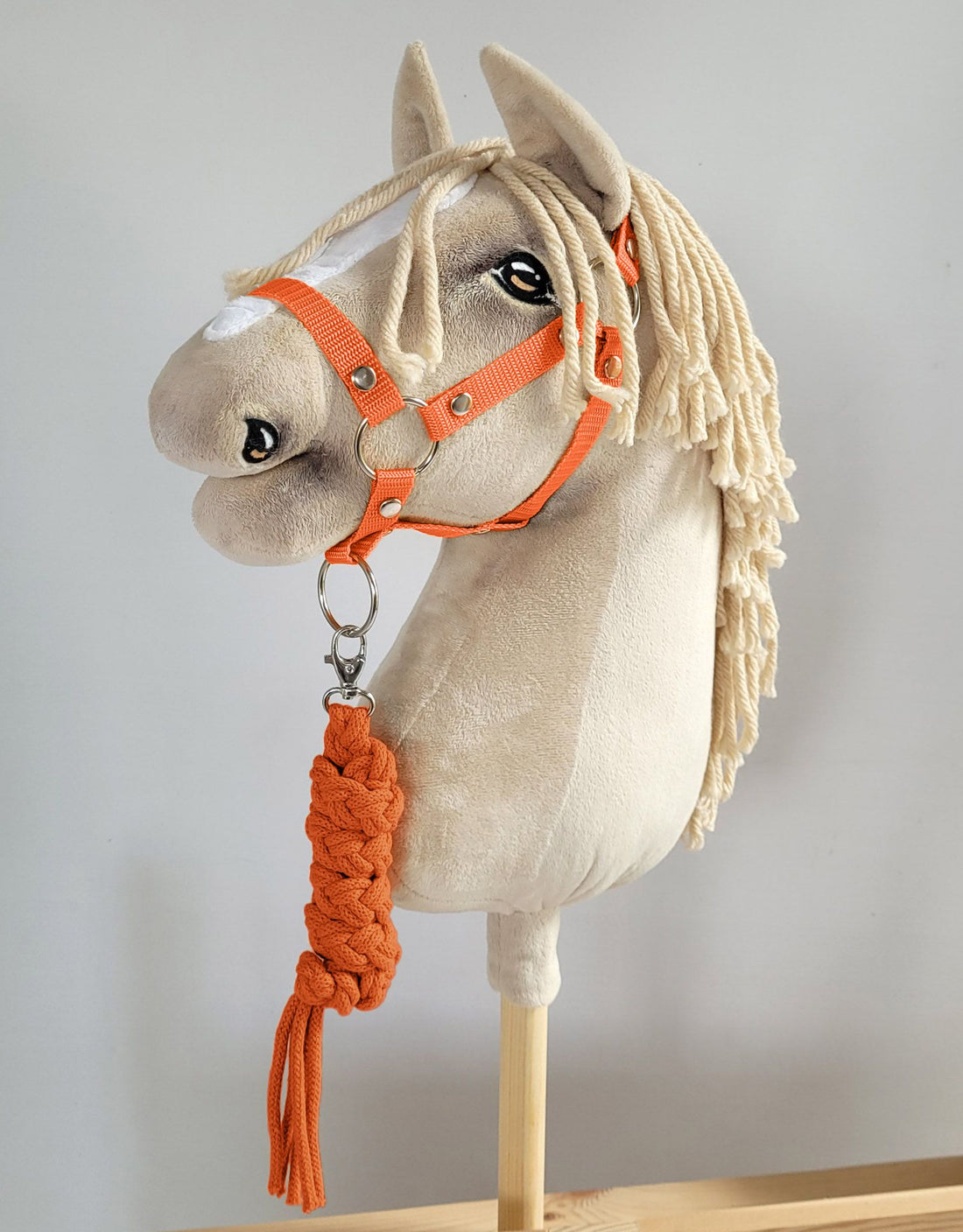 Tuigje voor Hobby Paard - halster - zacht katoen, geen schuurplekken, oranje