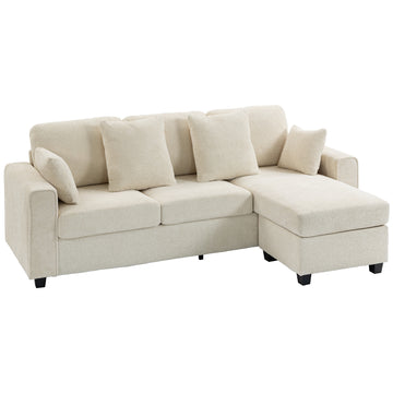3-zits hoekbank met omkeerbare chaise longue | Kleur: Beige | Afmetingen: 235,5x145x88 cm