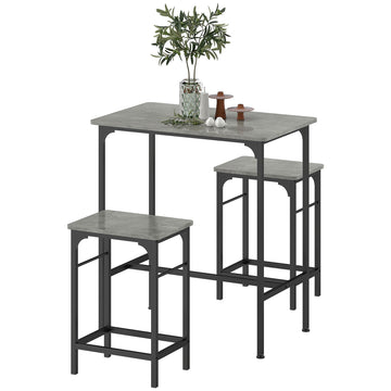 Bartafelset met 2 barkrukken | Kleur: Grijs, Zwart | Afmetingen: 80x50x87 cm
