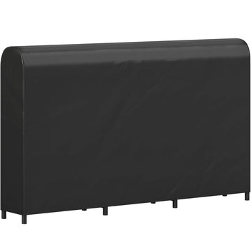 Metalen brandhoutrek met waterdichte hoes | Kleur: Zwart | Afmetingen: 199x30x121 cm