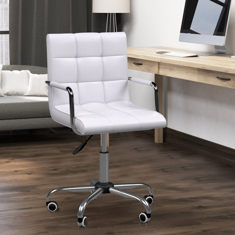 Retro Bürostuhl - Verstellbar und drehbar | Farbe: Weiß | Maße: 52,5x54x84-99 cm
