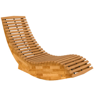 Opvouwbare ligstoel van acaciahout met S-vorm | Kleur: Naturel | Afmetingen: 60x156x77 cm
