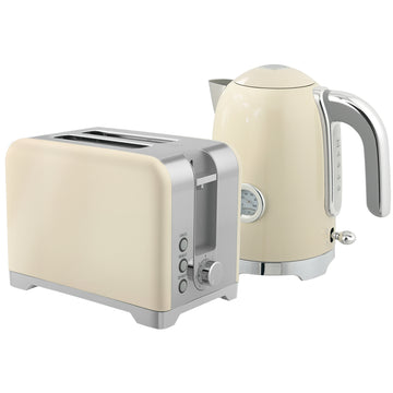 Waterkoker- en broodroosterset 2200 W, 7 standen | Kleur: Crèmewit | Afmetingen: 16x23,5x24,4 cm