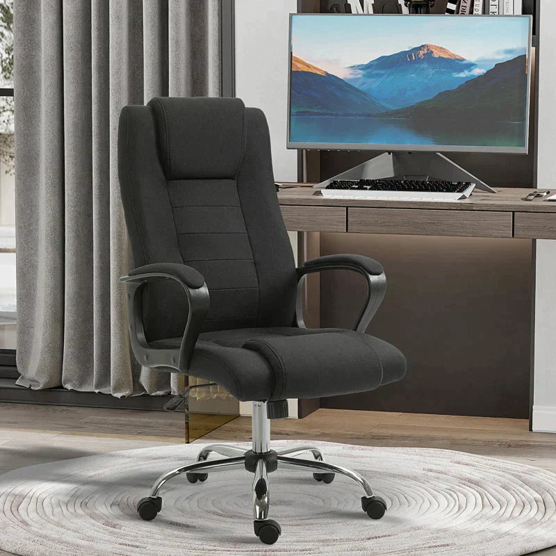 Ergonomische bureaustoel met schommelfunctie | Kleur: Zwart | Afmetingen: 62x62x110-119 cm
