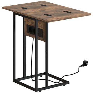 Opvouwbare bijzettafel met USB | Kleur: Bruin, Zwart | Afmetingen: 39x29x57 cm