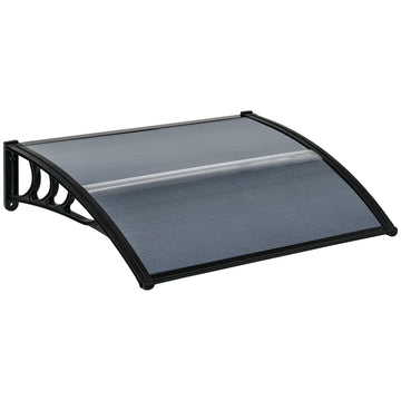 Polycarbonaat luifel voor deur en raam | Kleur: Zwart, Grijs | Afmetingen: 75x100x23 cm